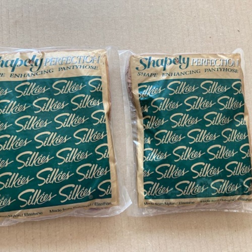 -2 x VINTAGE SILKIES TIGHT shape enhancing Panty Hose Queen Nude - 010501 XLARGE